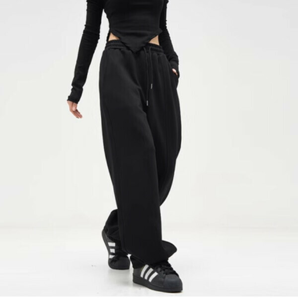 New retro casual solid color couple's sweatpants [Black S-2XL size, confirm the delivery size with customer service after placing the order]