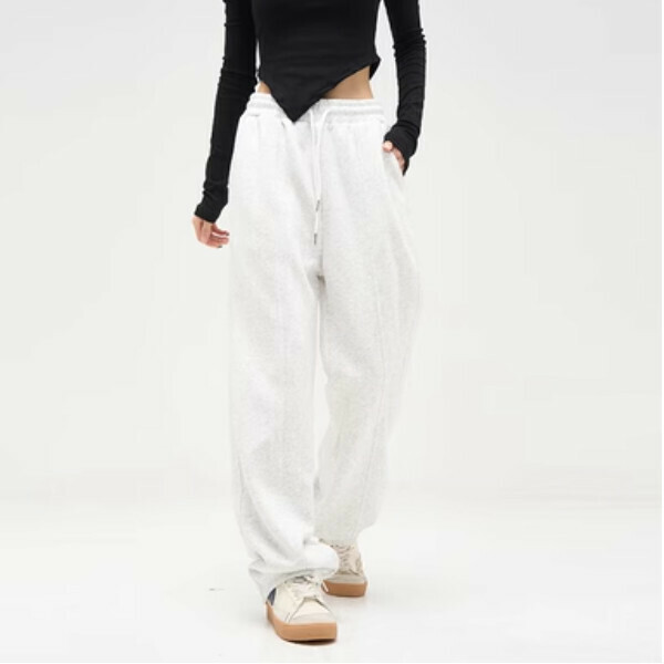 New retro casual solid color couple sweatpants [Floral gray S-2XL size, confirm the delivery size with customer service after placing the order]