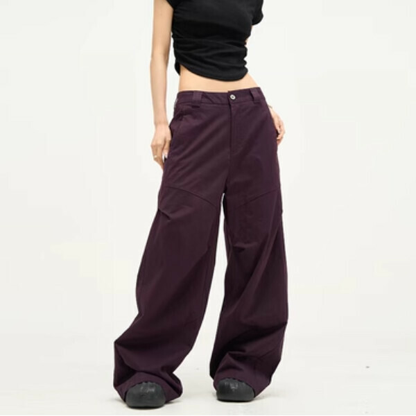 New retro casual high street handsome trousers [dark purple S-2XL size, confirm the delivery size with customer service after placing the order]
