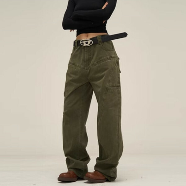 New style overalls with distressed design [military green XS-XL sizes, confirm delivery size with customer service after placing order]
