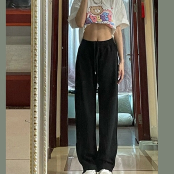 New sports pants wide-leg casual pants for women (black) (S/M/L/XL sizes will be shipped after you place the order and contact customer service)