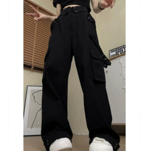 新款工裝休閒褲（黑色）（S/M/L/XL/2XL下單後與客服聯系發貨的尺碼）