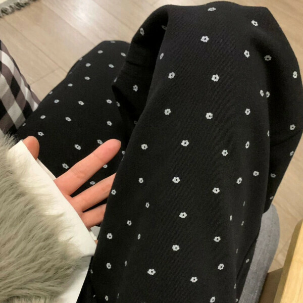 新款高腰垂感闊腿拖地褲（黑色加絨）（S/M/L/XL/2XL下單後與客服聯系發貨的尺碼）
