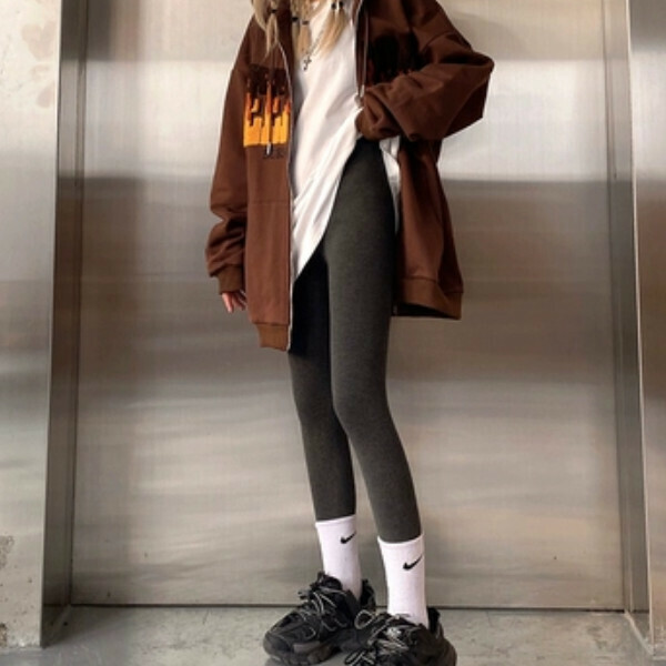 新款打底褲女（深灰色加絨加厚）（均碼）