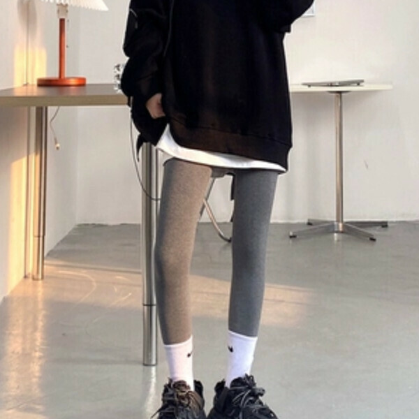 新款加絨加厚打底褲（淺灰色加絨加厚）（均碼）