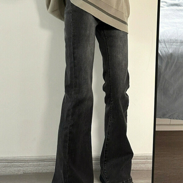 新款闊腿喇叭褲（黑灰色）（S/M/L/XL下單後與客服聯系發貨的尺碼）