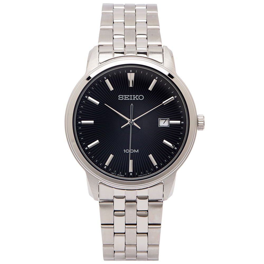【SEIKO 精工】SUR261P1 日期顯示 防水100米 銀黑 石英 手錶 腕錶