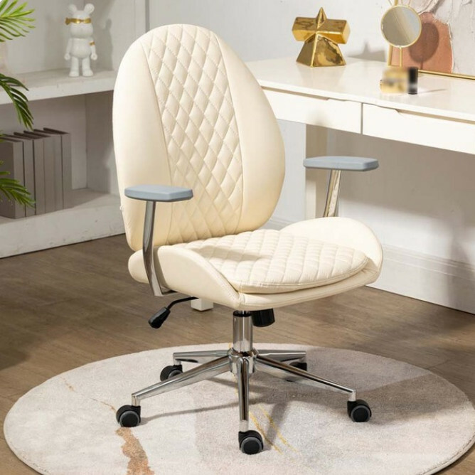 Popular Office Chair Dressing Chair Waist Support Scallop Function Chair (Milky White)