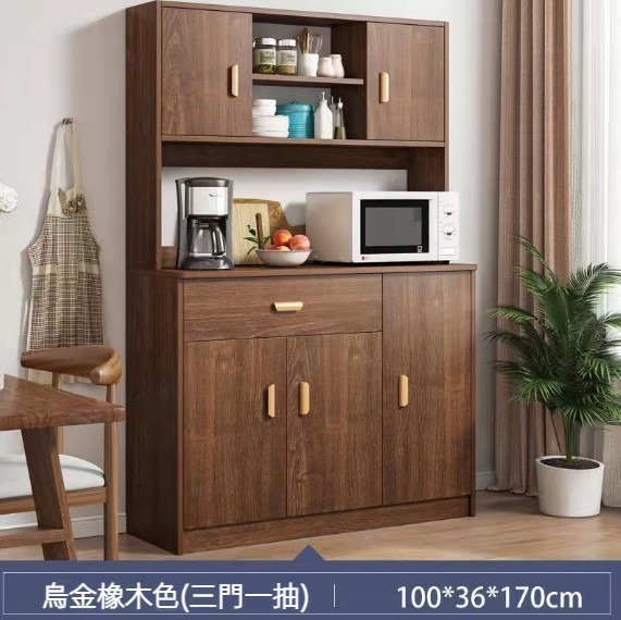新款現代簡約餐邊櫃 酒櫃（【三門一抽款】100cm烏金木色）