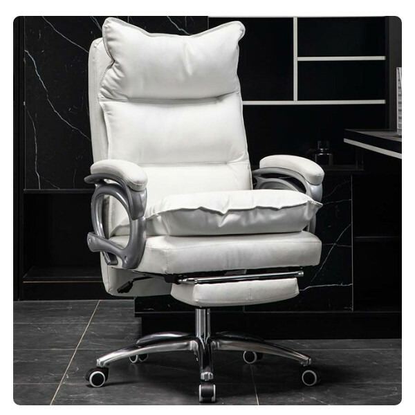 Popular office chair computer chair leather wear-resistant durable comfortable chair (white)