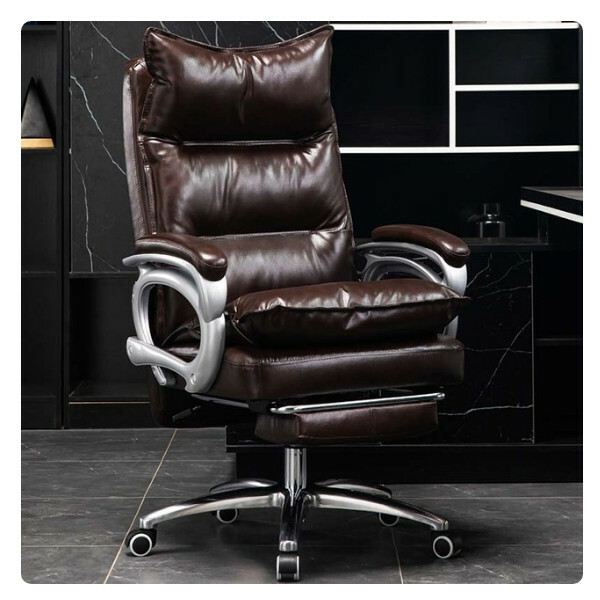 Popular office chair computer chair leather wear-resistant durable comfortable chair (black coffee color)