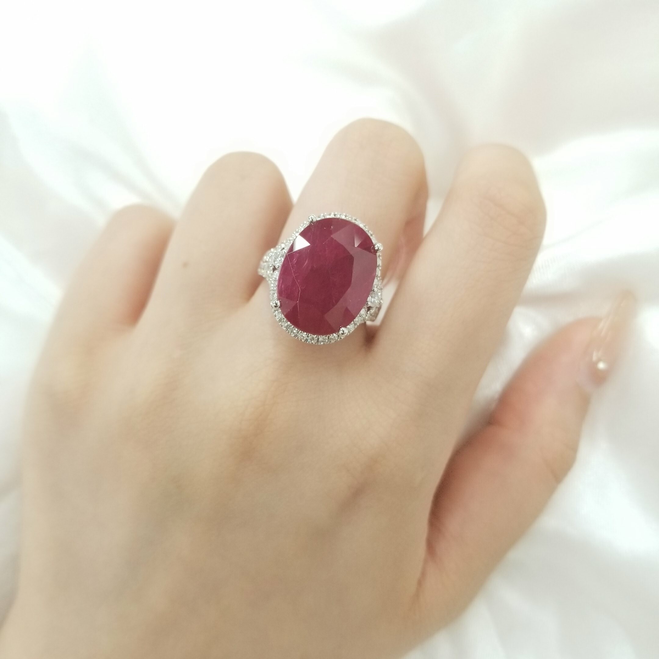 18K White Gold 14.13ct Ruby and Diamond Ring