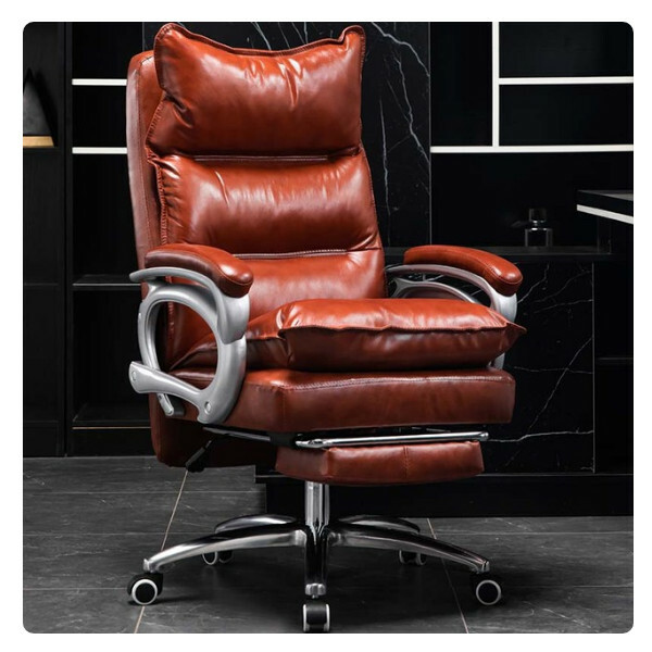 Popular office chair computer chair leather wear-resistant durable comfortable chair (red brown)