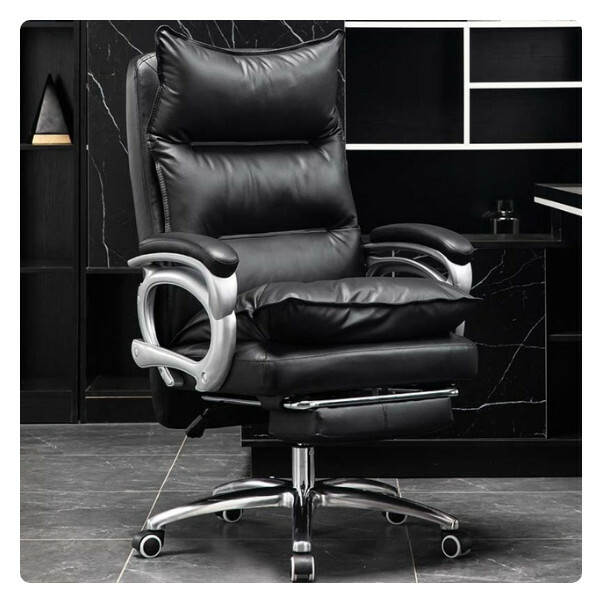 Popular office chair computer chair leather wear-resistant durable comfortable chair (black)