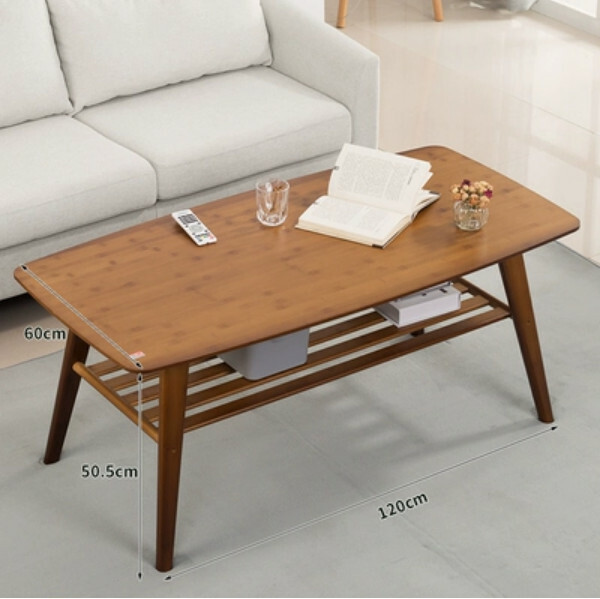 Hot selling bamboo solid wood furniture coffee table computer table sofa side table small dining table [brown] 120x60x50cm