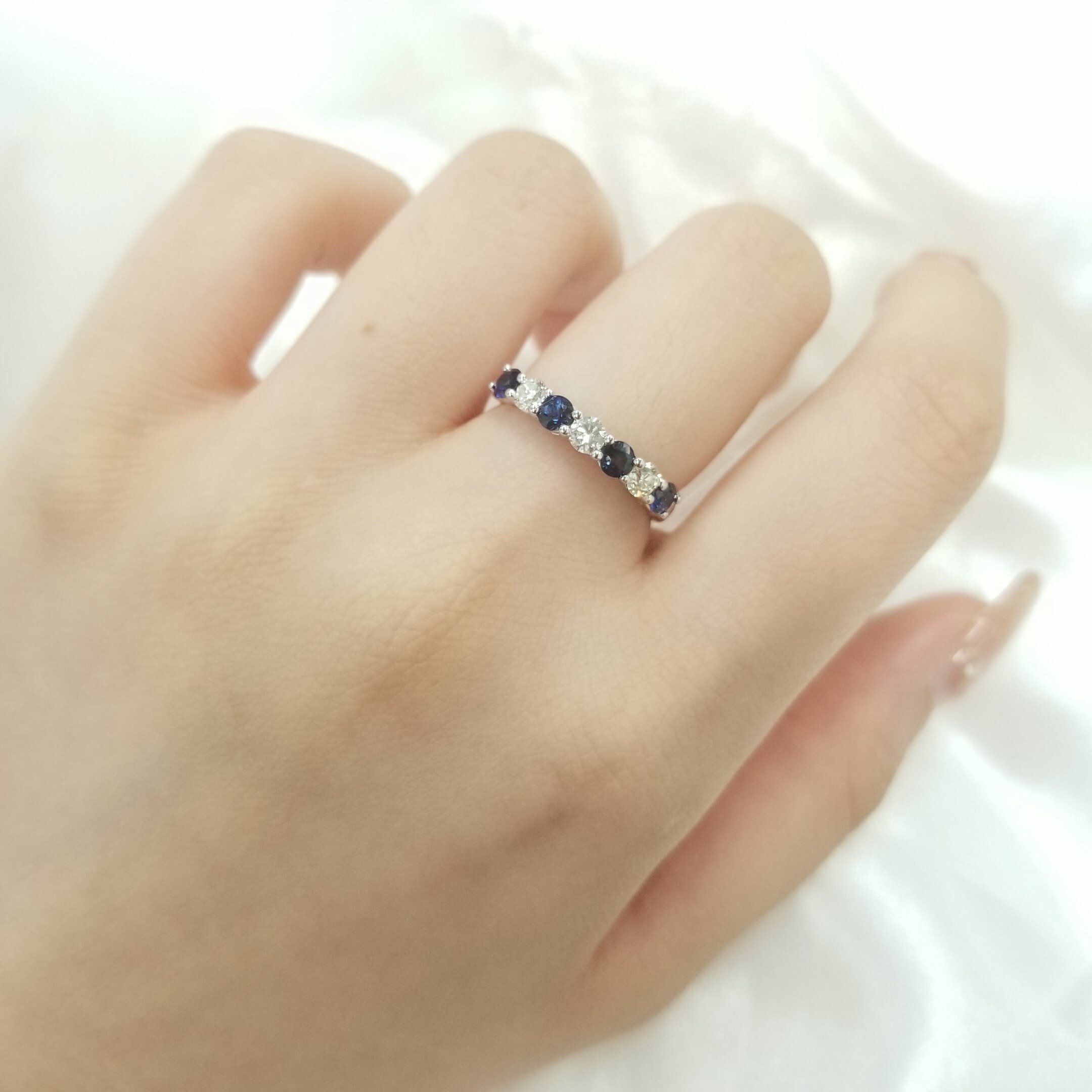 18K White Gold 0.51ct Blue Sapphire and Diamond Ring