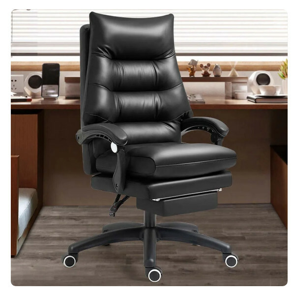 Popular office chair computer office chair double-layer thickened design (black + pedal)