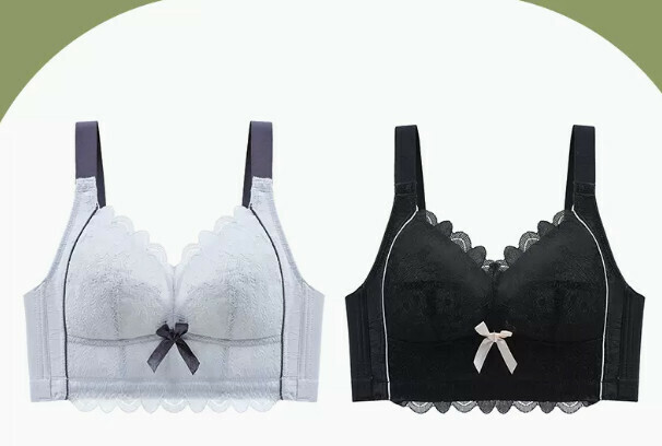 爆款聚攏收副乳無鋼圈文胸（淺藍+黑色38/85D【厚杯3cm，小胸聚攏】）