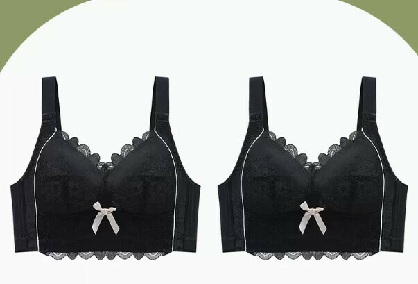 爆款聚攏收副乳無鋼圈文胸（黑色+黑色32/70B【厚杯3cm，小胸聚攏】）