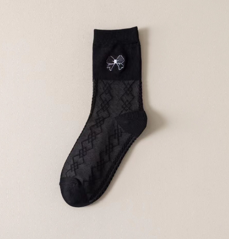 熱推(10雙裝)女百搭中筒襪子(刺繡蝴蝶結)(均碼)