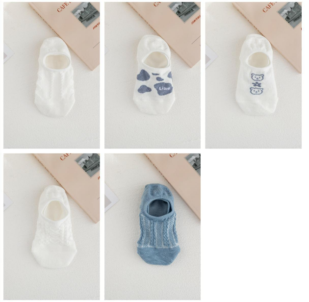 Hot recommendation (pack of 5 pairs; one pair of each color) Japanese style shallow breathable boat socks for women (A-1) (one size fits all)