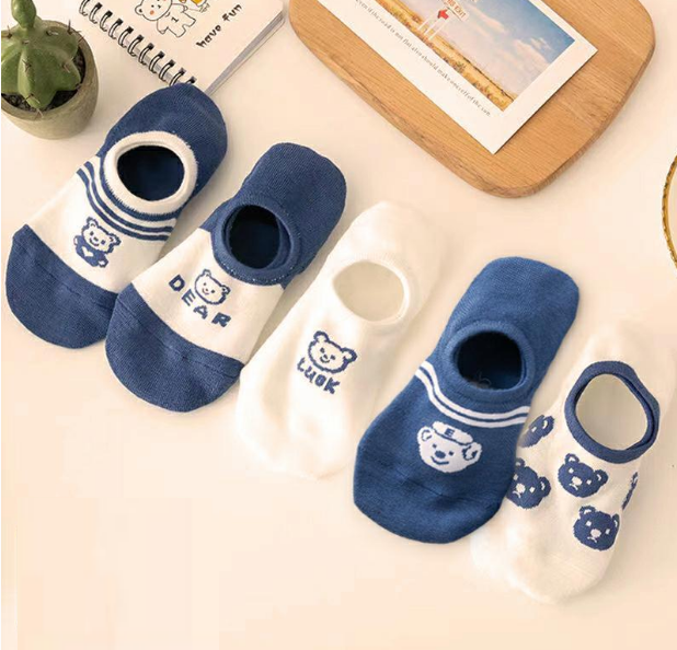 Hot recommendation (pack of 5 pairs; one pair of each color) Japanese style shallow breathable boat socks for women (A-4) (one size fits all)