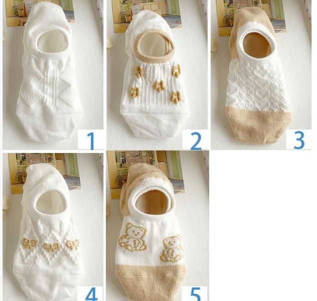 Hot recommendation (pack of 5 pairs; one pair of each color) Japanese style shallow breathable boat socks for women (A-5) (one size fits all)