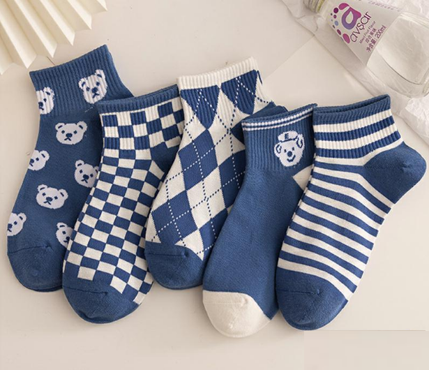 Hot recommendation (pack of 5 pairs; one pair of each color) Japanese style shallow breathable boat socks for women (A-24) (one size fits all)