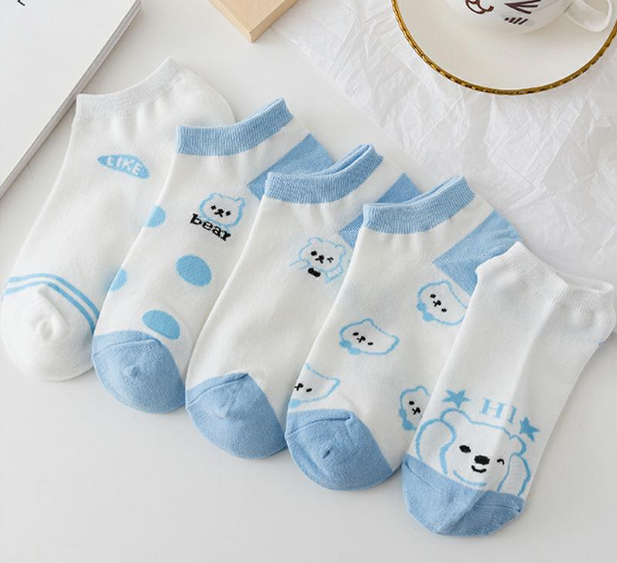 Hot recommendation (pack of 5 pairs; one pair of each color) Japanese style shallow breathable boat socks for women (A-26) (one size fits all)