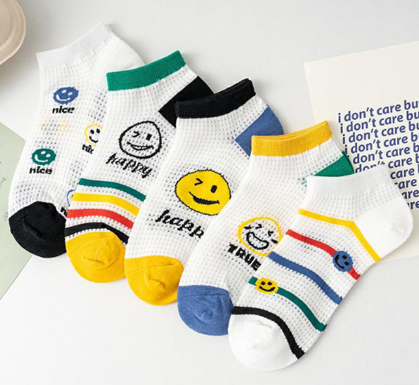Hot recommendation (pack of 5 pairs; one pair of each color) Japanese style shallow breathable boat socks for women (A-27) (one size fits all)