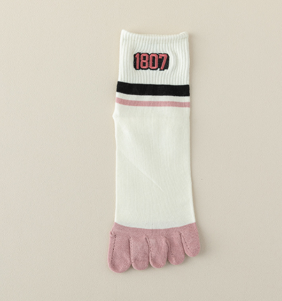 Popular women's mid-calf embroidered toe socks (1807) (one size fits all)