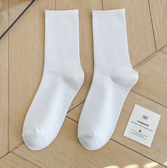 Hot recommendation: simple candy-colored mid-high socks, casual socks, sports cotton socks [white] [one size fits all]