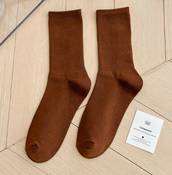 Hot recommendation: simple candy-colored mid-high socks, casual socks, sports cotton socks [coffee] [one size fits all]