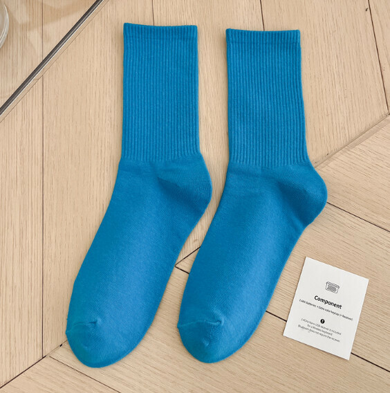 Hot recommendation: simple candy-colored mid-high socks, casual socks, sports cotton socks [dark blue] [one size fits all]