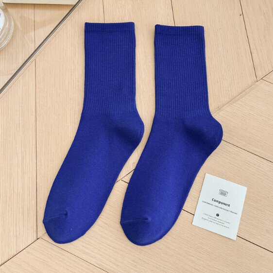 Hot recommendation: simple candy-colored mid-high socks, casual socks, sports cotton socks [royal blue] [one size fits all]