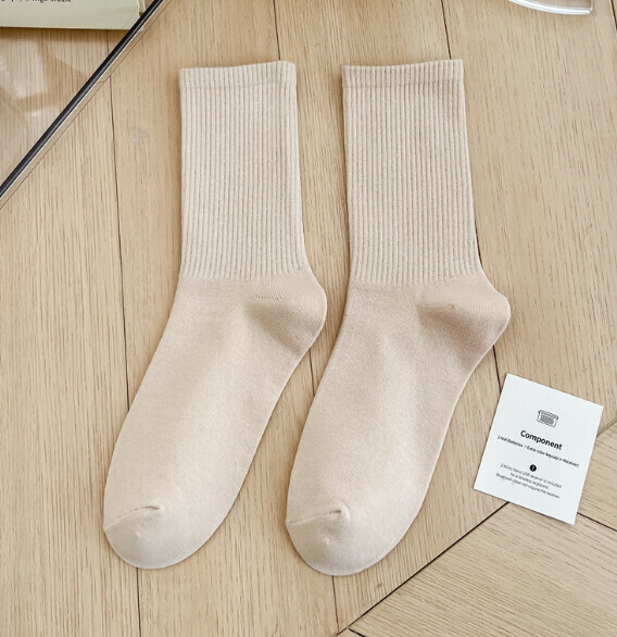 Hot recommendation: simple candy-colored mid-high socks, casual socks, sports cotton socks [beige] [one size fits all]