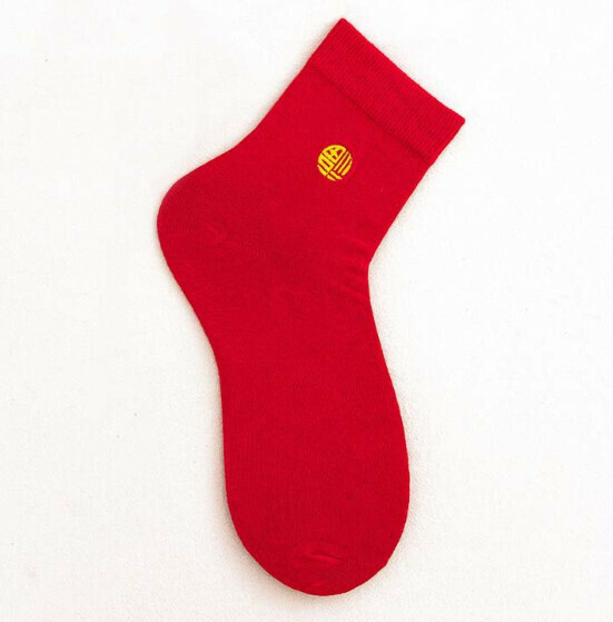 Hot recommended embroidered red socks for men and women, festive cotton socks [Fu character [Exquisite embroidery]] [One size fits all]