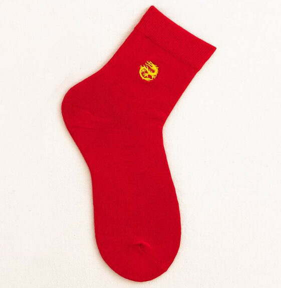 Hot recommended embroidered red socks for men and women, festive cotton socks [dragon [exquisite embroidery]] [one size fits all]