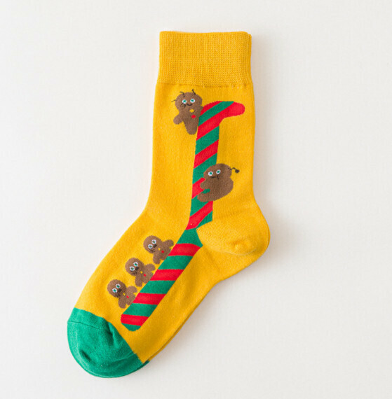 Popular creative funny cartoon jacquard men's and women's mid-high cotton socks [orange wand] [one size fits all (34-43)]