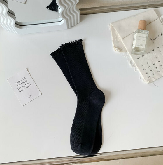 Popular Four Seasons Style Fungus Mid-calf Women's Socks Cotton Socks Confinement Socks [Black] [One Size]