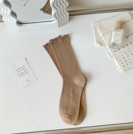 Popular Four Seasons Style Fungus Mid-calf Women's Socks Cotton Socks Confinement Socks [Coffee] [One Size Fits All]