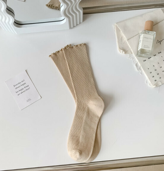 Popular Four Seasons Style Fungus Mid-calf Women's Socks Cotton Socks Confinement Socks [Khaki] [One Size Fits All]