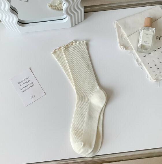 Popular Four Seasons Style Fungus Mid-calf Women's Socks Cotton Socks Confinement Socks [Milk White] [One Size Fits All]