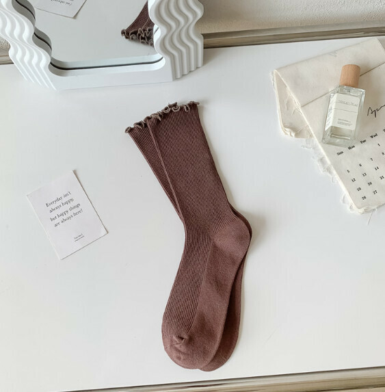 Popular Four Seasons Style Fungus Mid-calf Women's Socks Cotton Socks Confinement Socks [Dark Brown] [One Size Fits All]