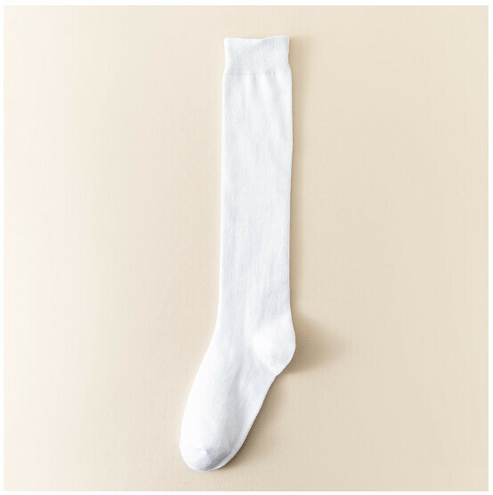 Popular solid color slimming long knee-high women's socks [white] [one size fits all]