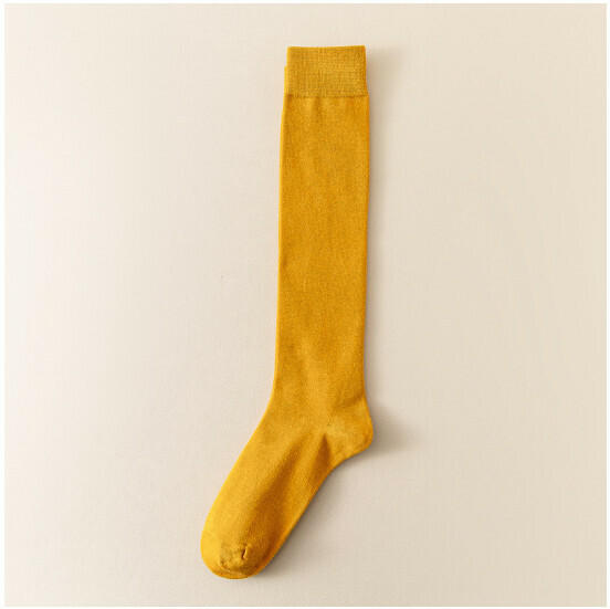 Popular solid color slimming long knee-high women's socks [turmeric] [one size fits all]