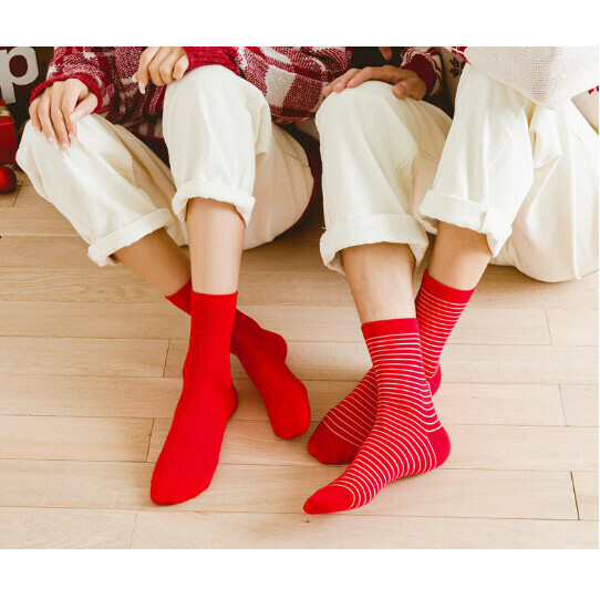Popular Autumn and Winter Zodiac Year Trendy Women's Mid-calf Socks Cotton Socks [Striped Style] [One Size Fits All]