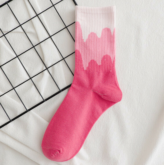Popular Korean style spring and autumn simple and cute ice cream women's medium stockings [rose red] [one size fits all]