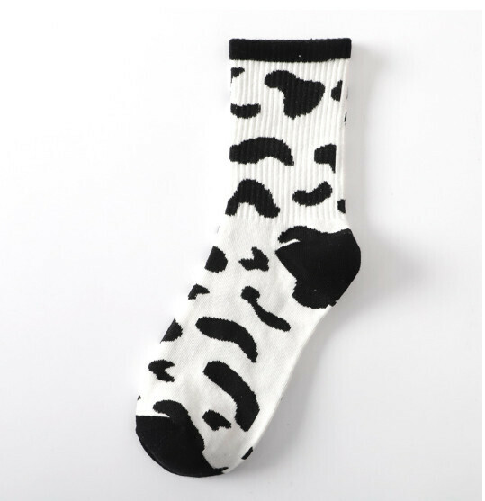 Popular college style women's mid-calf socks cotton socks [black spots] [one size fits all]