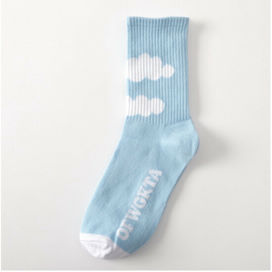 Popular college style women's mid-calf socks cotton socks [blue] [one size fits all]